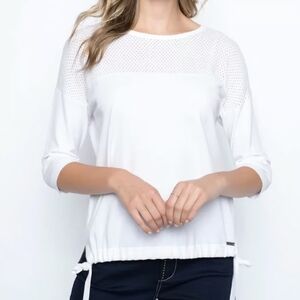 3/$20 Picadilly Canada White Knit Mesh 3/4 Sleeve Top Shirt XS